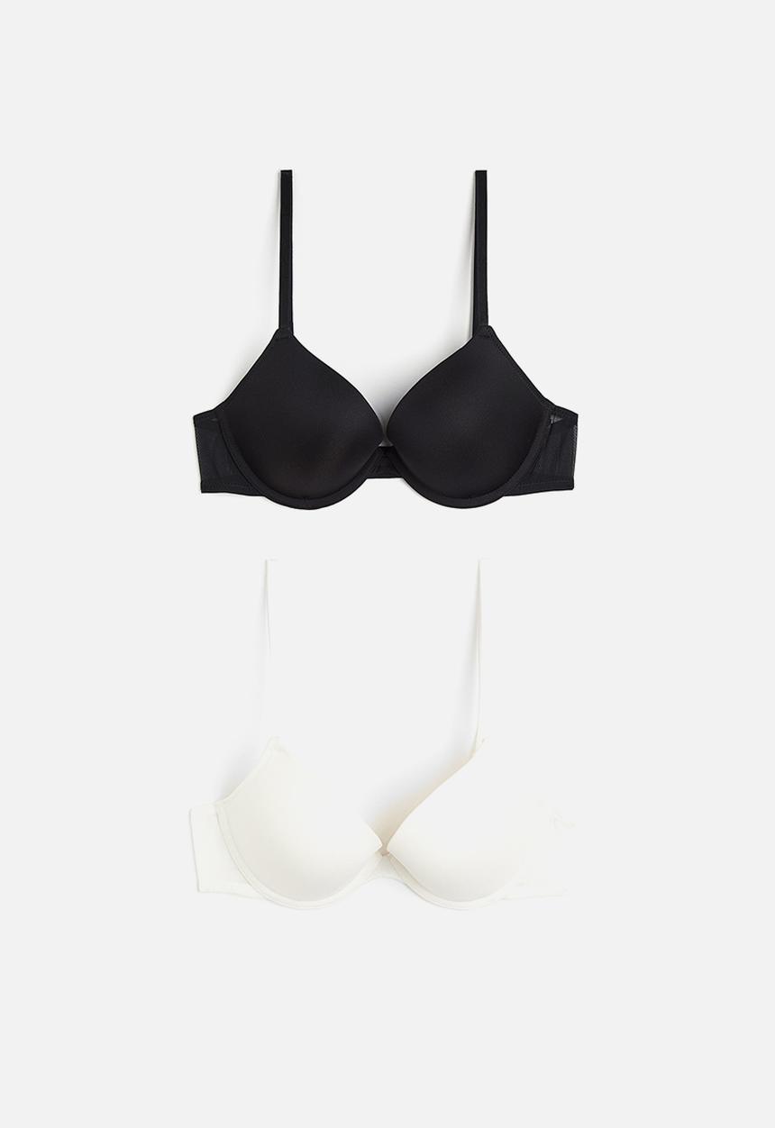 H&M - 2-Pack microfibre push-up bras - black & white