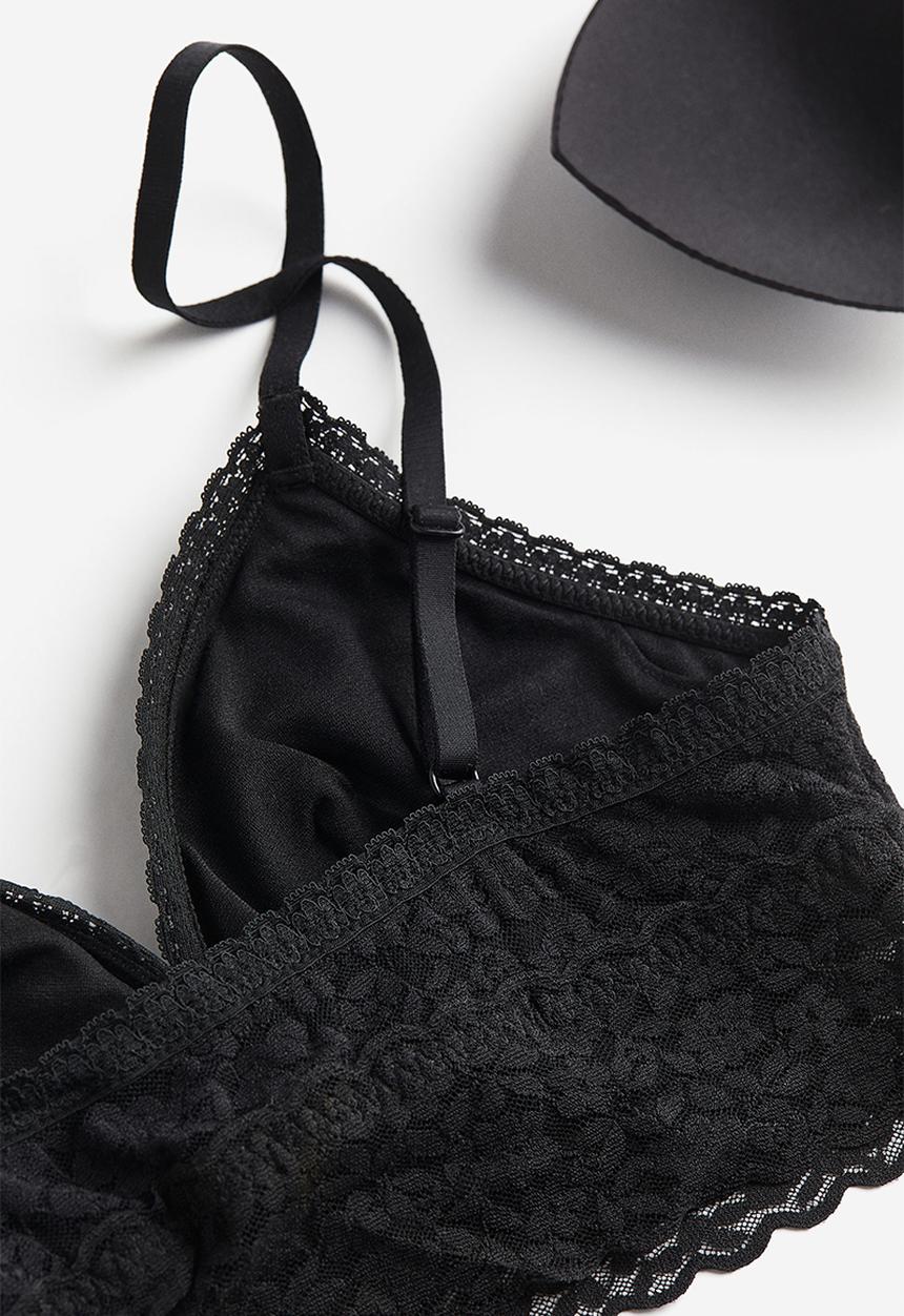 H&M - 2-Pack padded lace bras - white & black