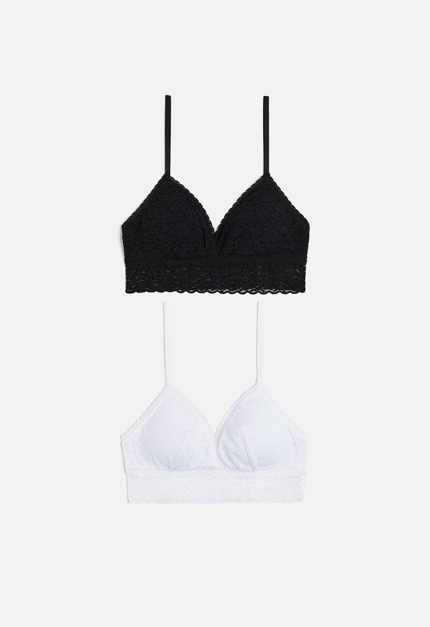 H&M - 2-Pack padded lace bras - white & black
