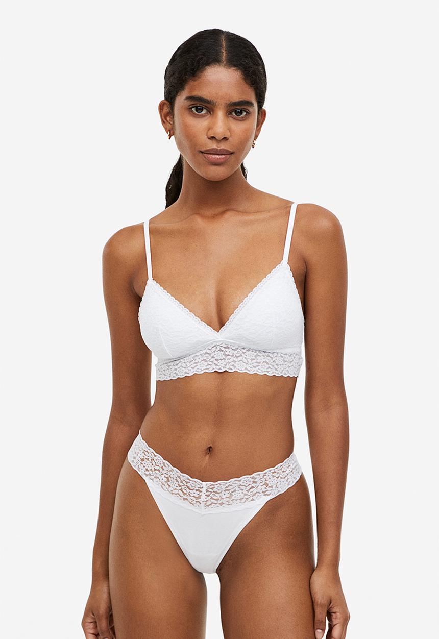 H&M - 2-Pack padded lace bras - white & black