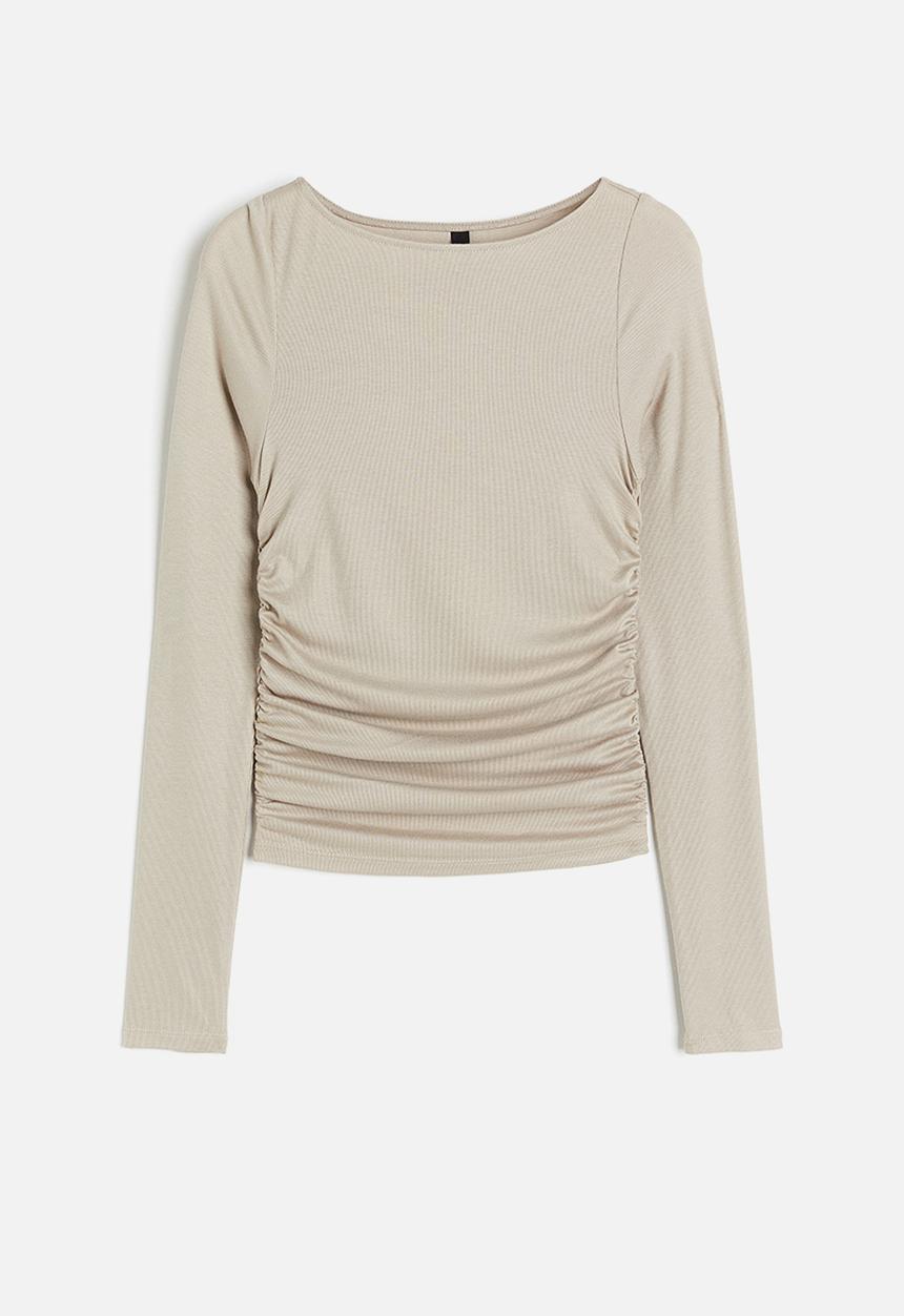 H&M - Gathered jersey top - light beige