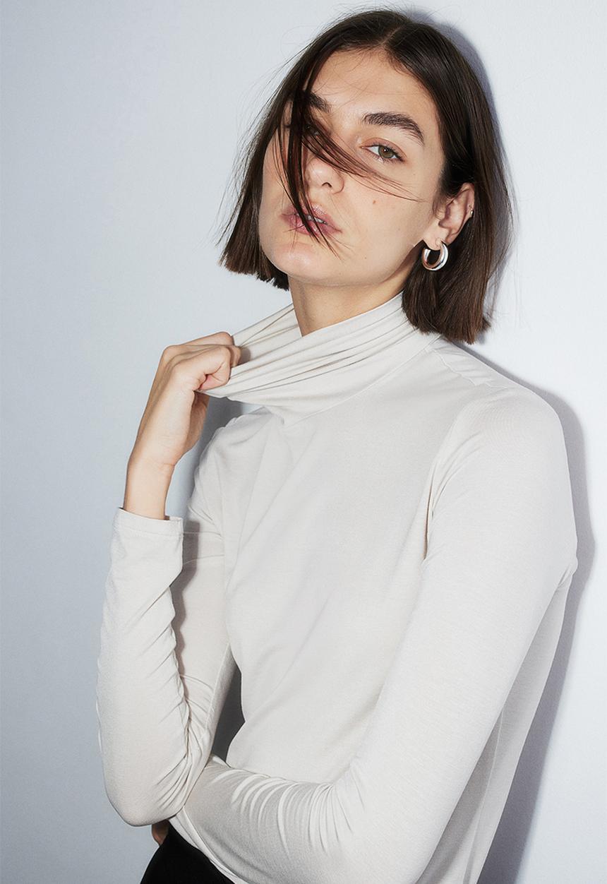 H&M - Polo-neck top - natural white