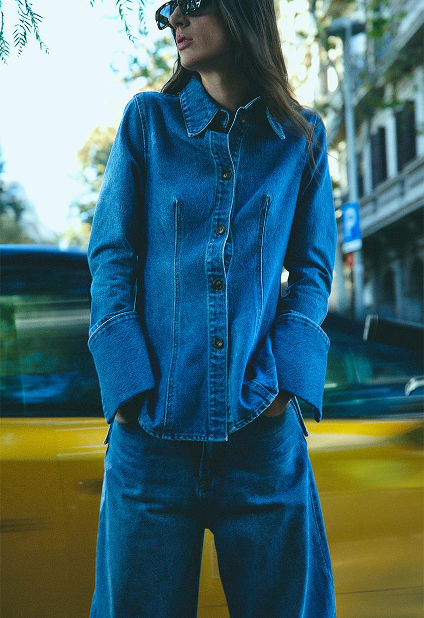 H&M - Fitted denim shirt - denim blue