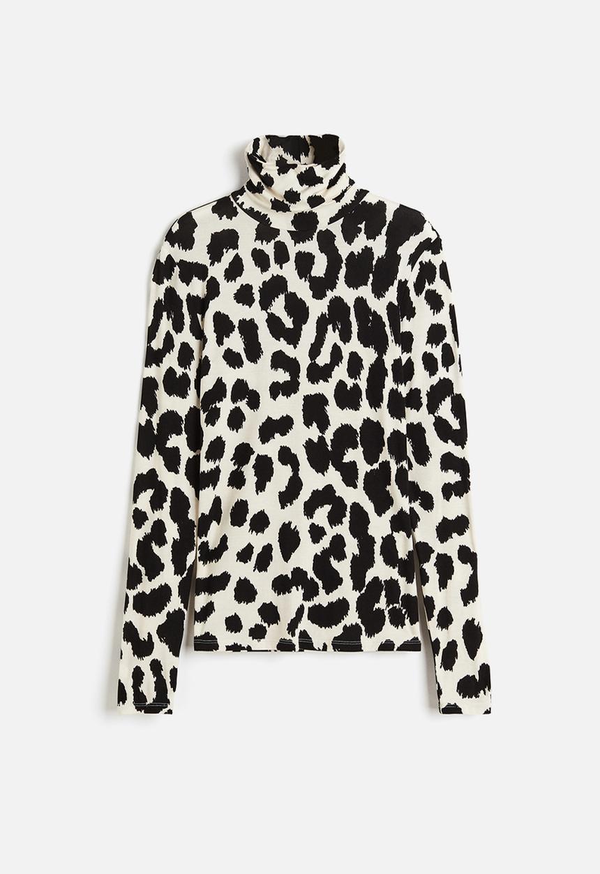 H&M - Polo-neck top - cream leopard print