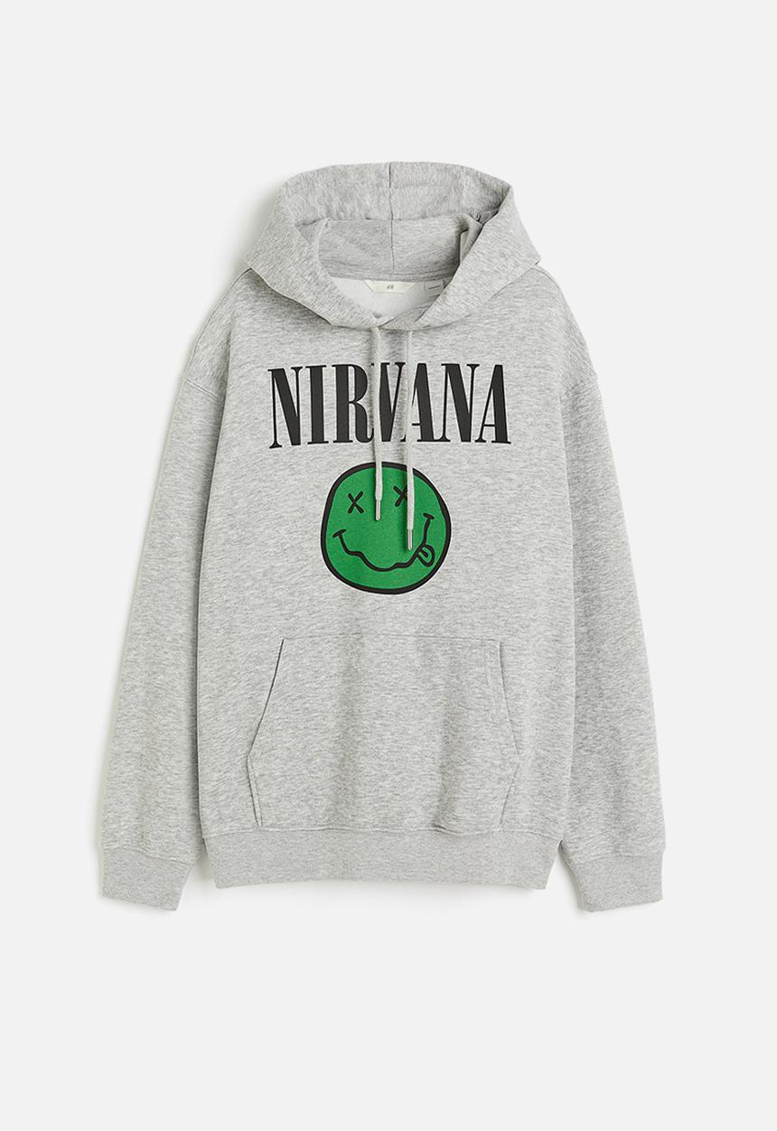 H&M - Motif-front hoodie - grey