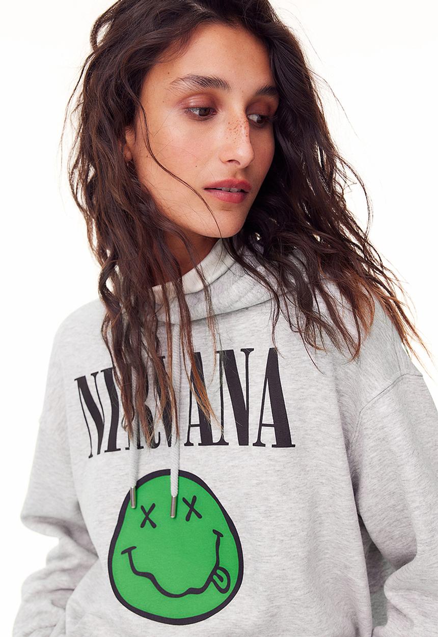 H&M - Motif-front hoodie - grey