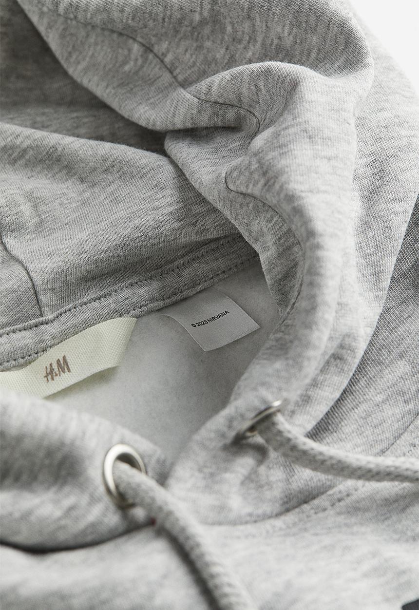 H&M - Motif-front hoodie - grey