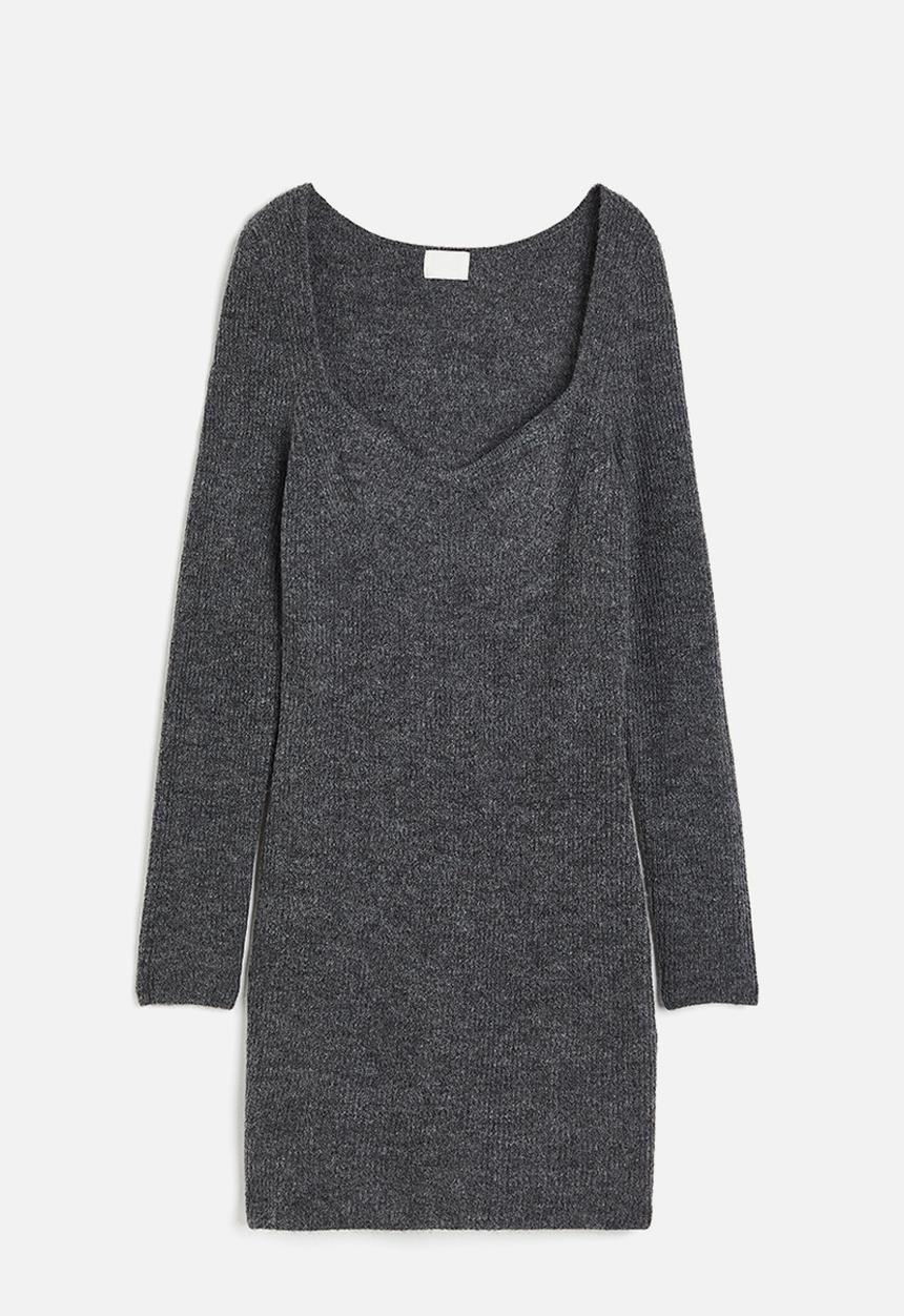 H&M - Rib-knit dress - dark grey marl 