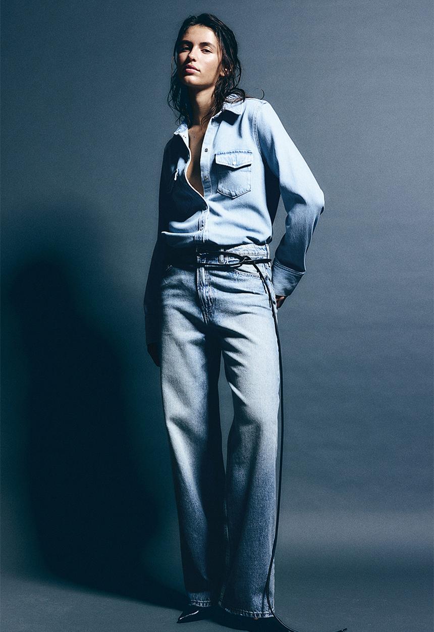 H&M - Wide ultra high jeans - denim blue