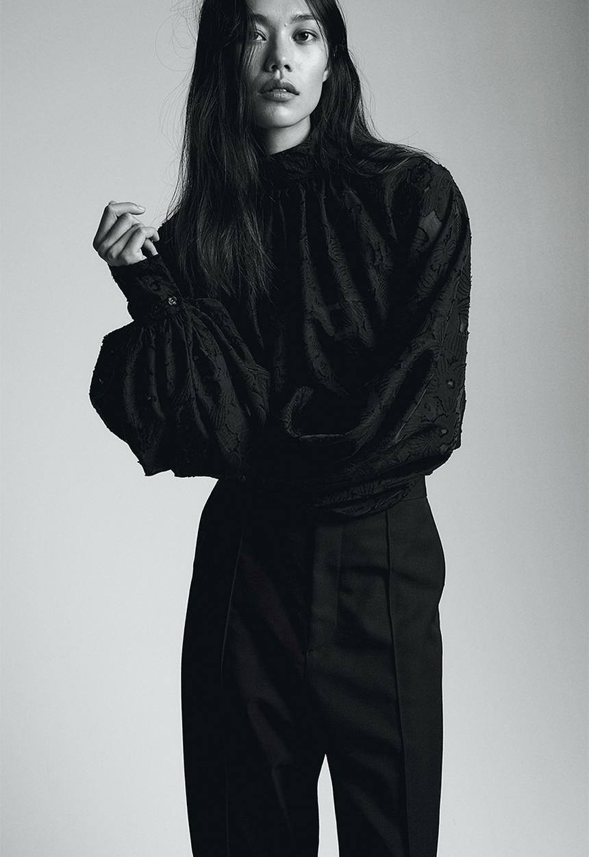 H&M - Textured-weave blouse - black