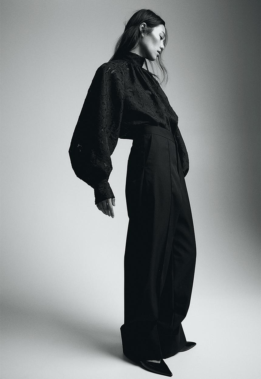 H&M - Textured-weave blouse - black