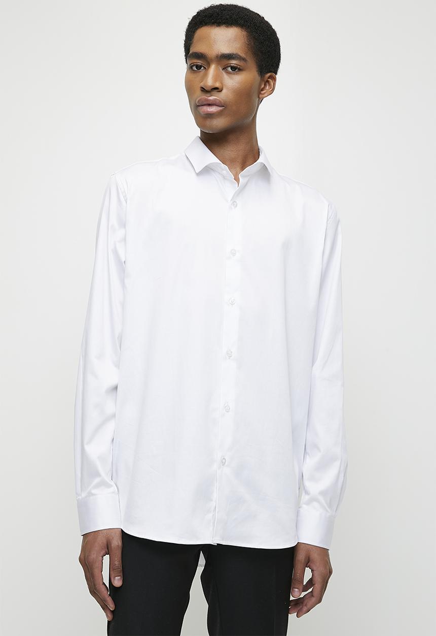 Superbalist - Slim Cotton Satten Shirt - White