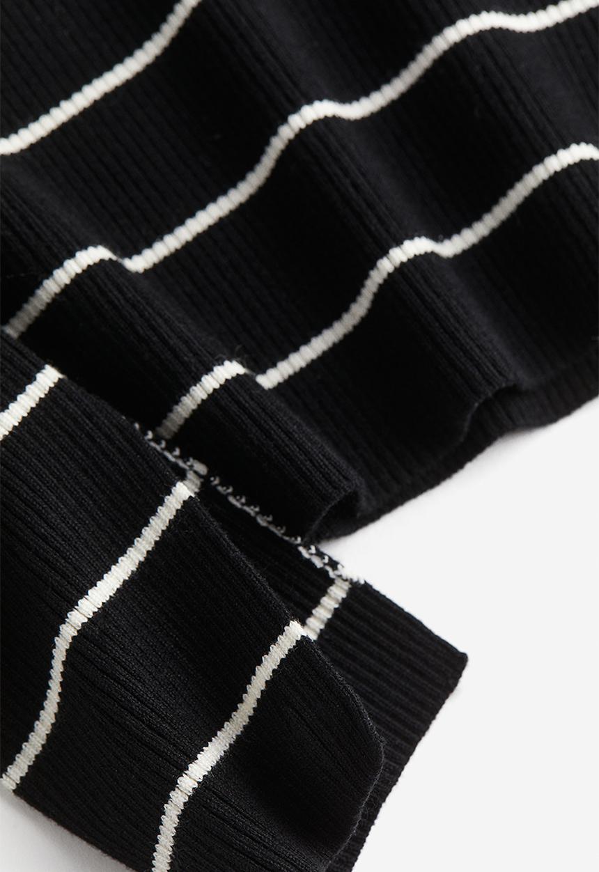 H&M - Rib-knit top - black & white striped