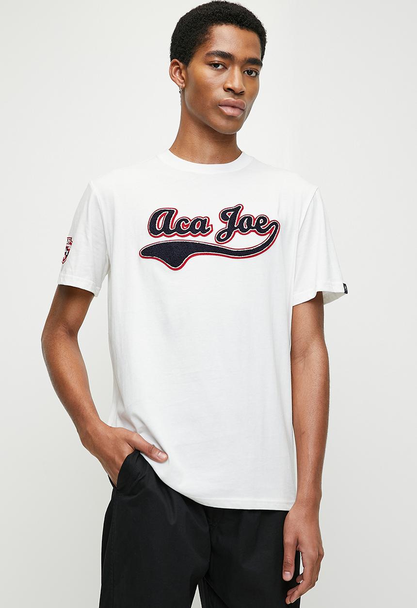 Aca Joe - Mens Aca Joe Towelling Applique Crew Tee Short Sleeve - Snow White
