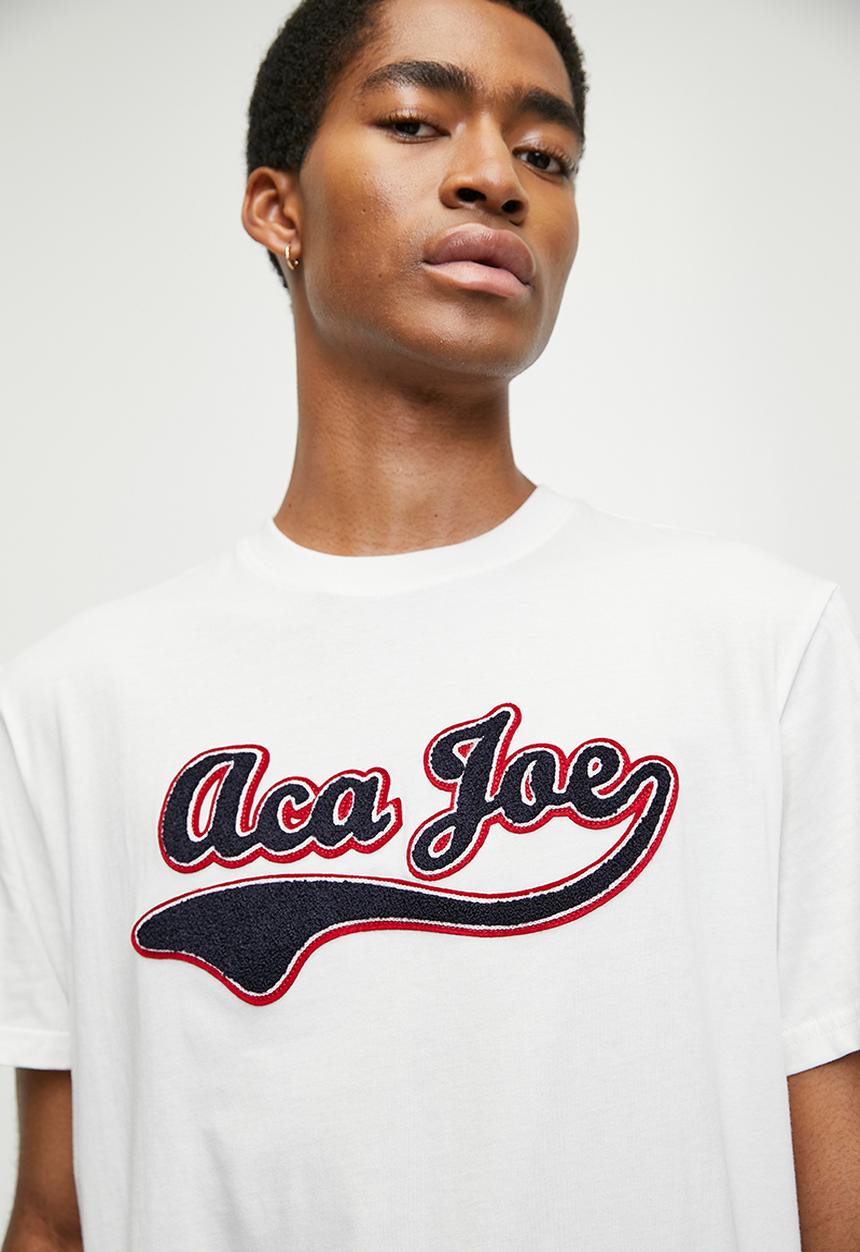 Aca Joe - Mens Aca Joe Towelling Applique Crew Tee Short Sleeve - Snow White