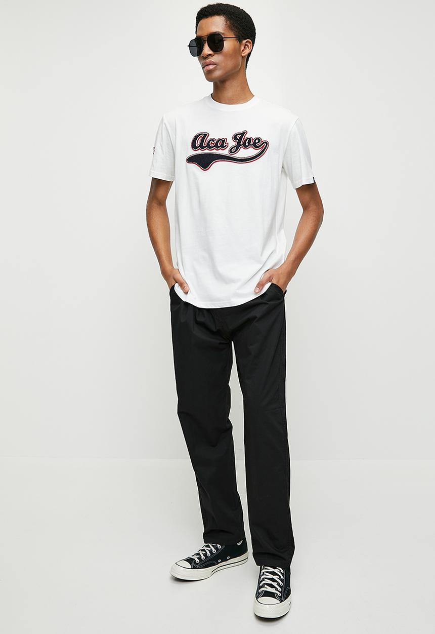 Aca Joe - Mens Aca Joe Towelling Applique Crew Tee Short Sleeve - Snow White