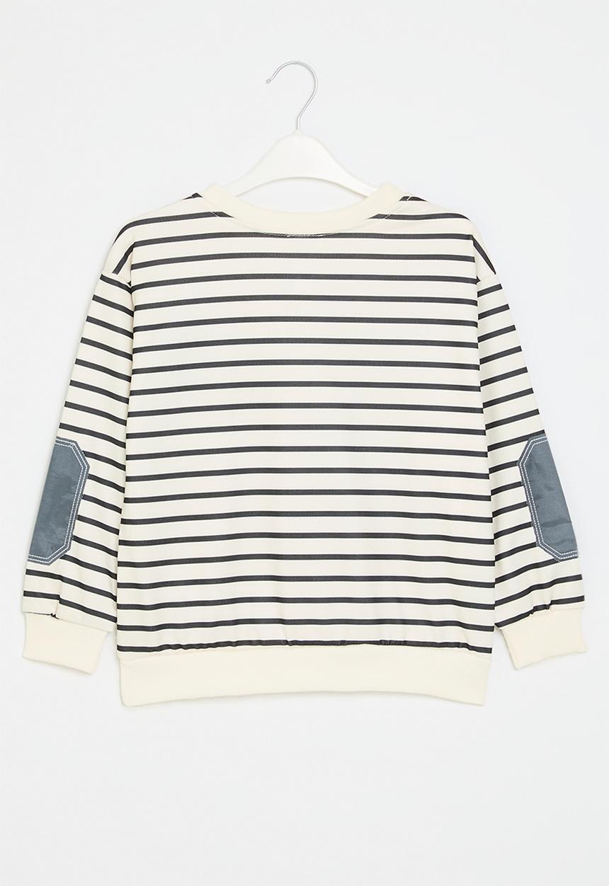 Pop Candy - Striped sweat top - ecru & grey