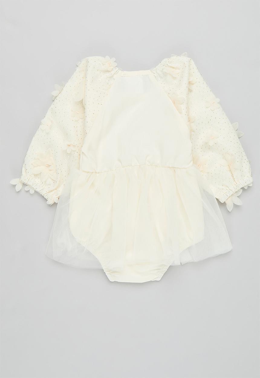 Pop Candy - Flower décor mesh dress - white