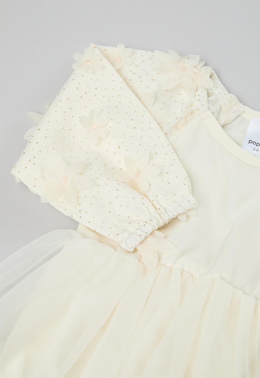 Pop Candy - Flower décor mesh dress - white