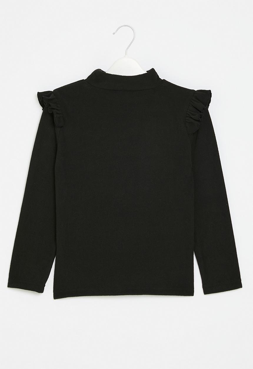 Pop Candy - Frilled rib top - black