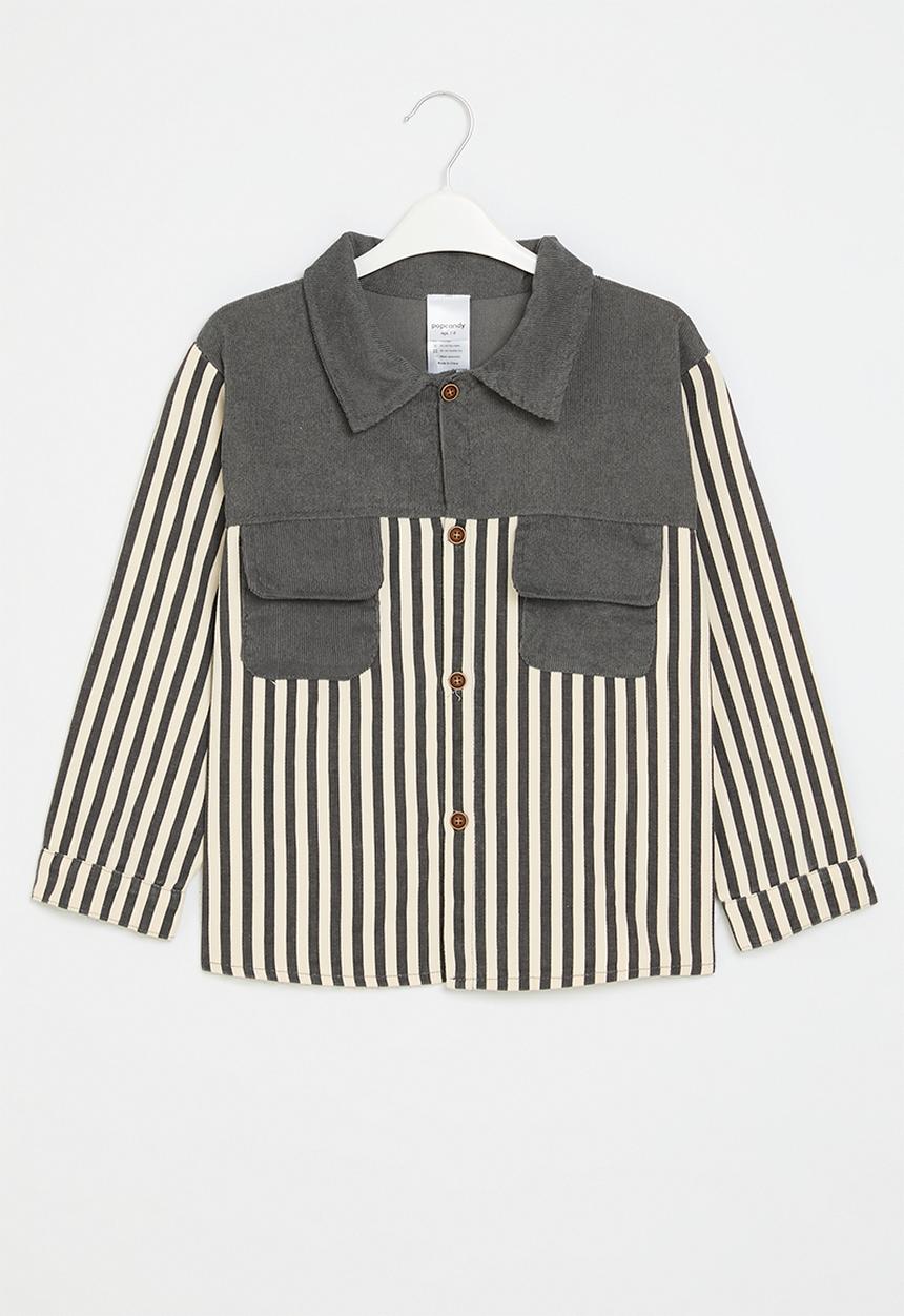 Pop Candy - Striped overshirt - grey & white