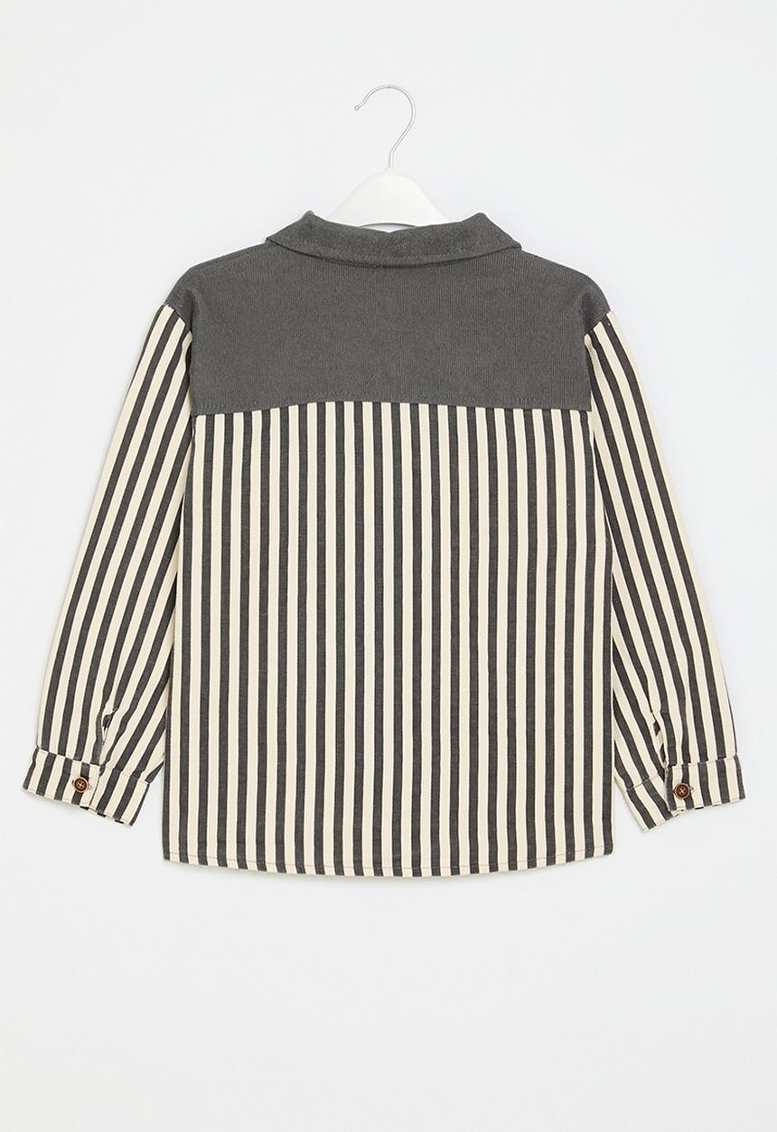 Pop Candy - Striped overshirt - grey & white