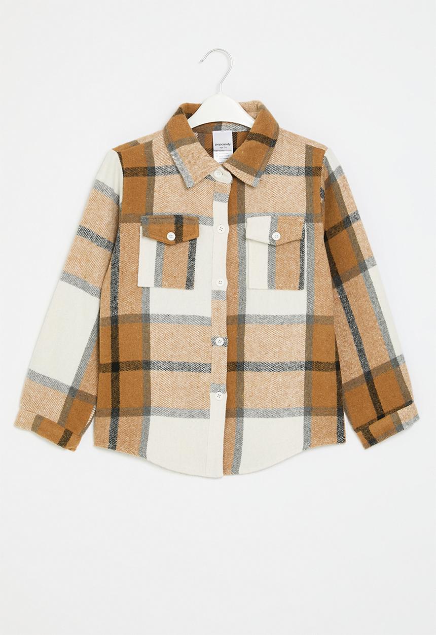 Pop Candy - Plaid shacket - brown
