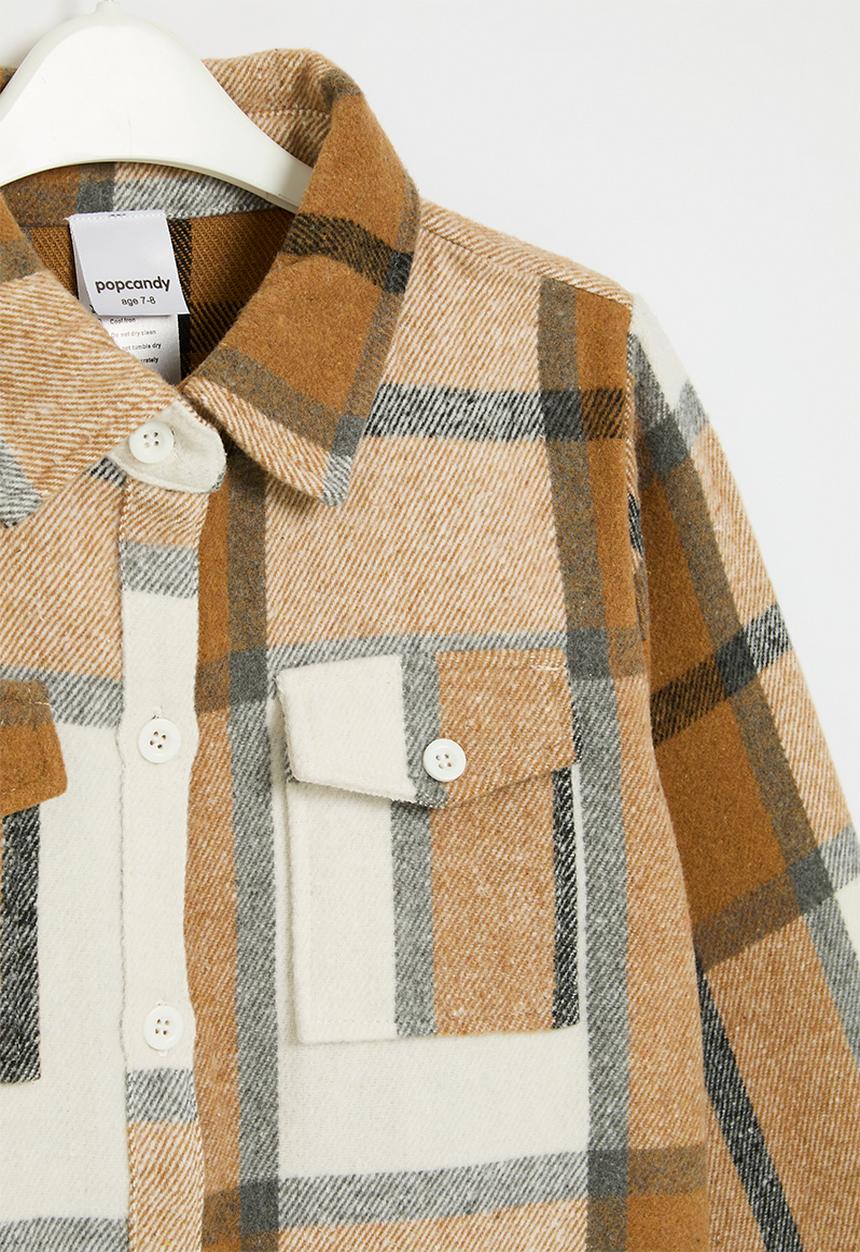 Pop Candy - Plaid shacket - brown