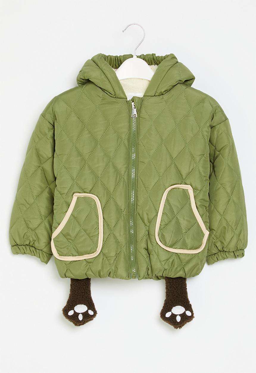 Pop Candy - Bear print quilted jacket-green