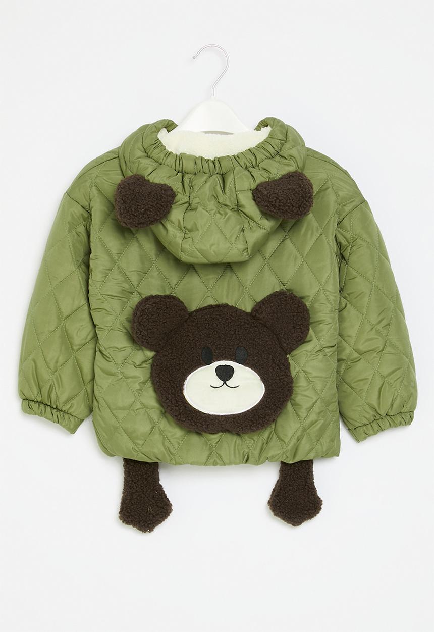 Pop Candy - Bear print quilted jacket-green