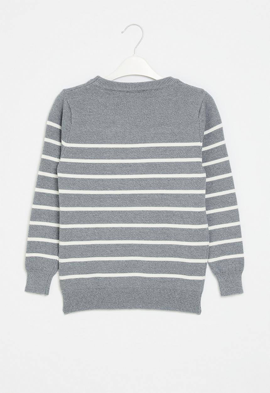 Pop Candy - Striped knitted jersey - grey & white