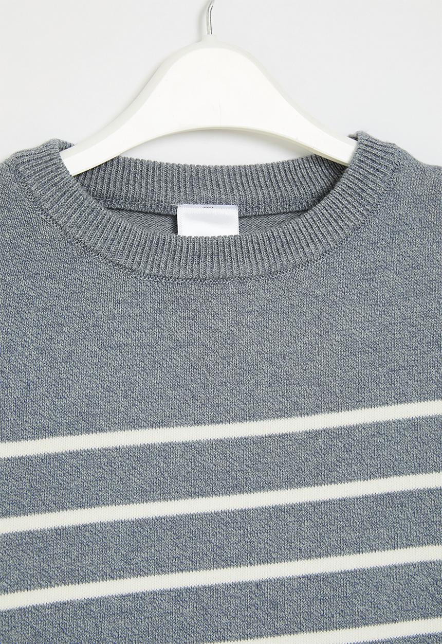 Pop Candy - Striped knitted jersey - grey & white