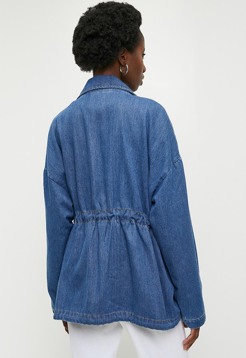 Superbalist - Denim longer length parka - mid blue