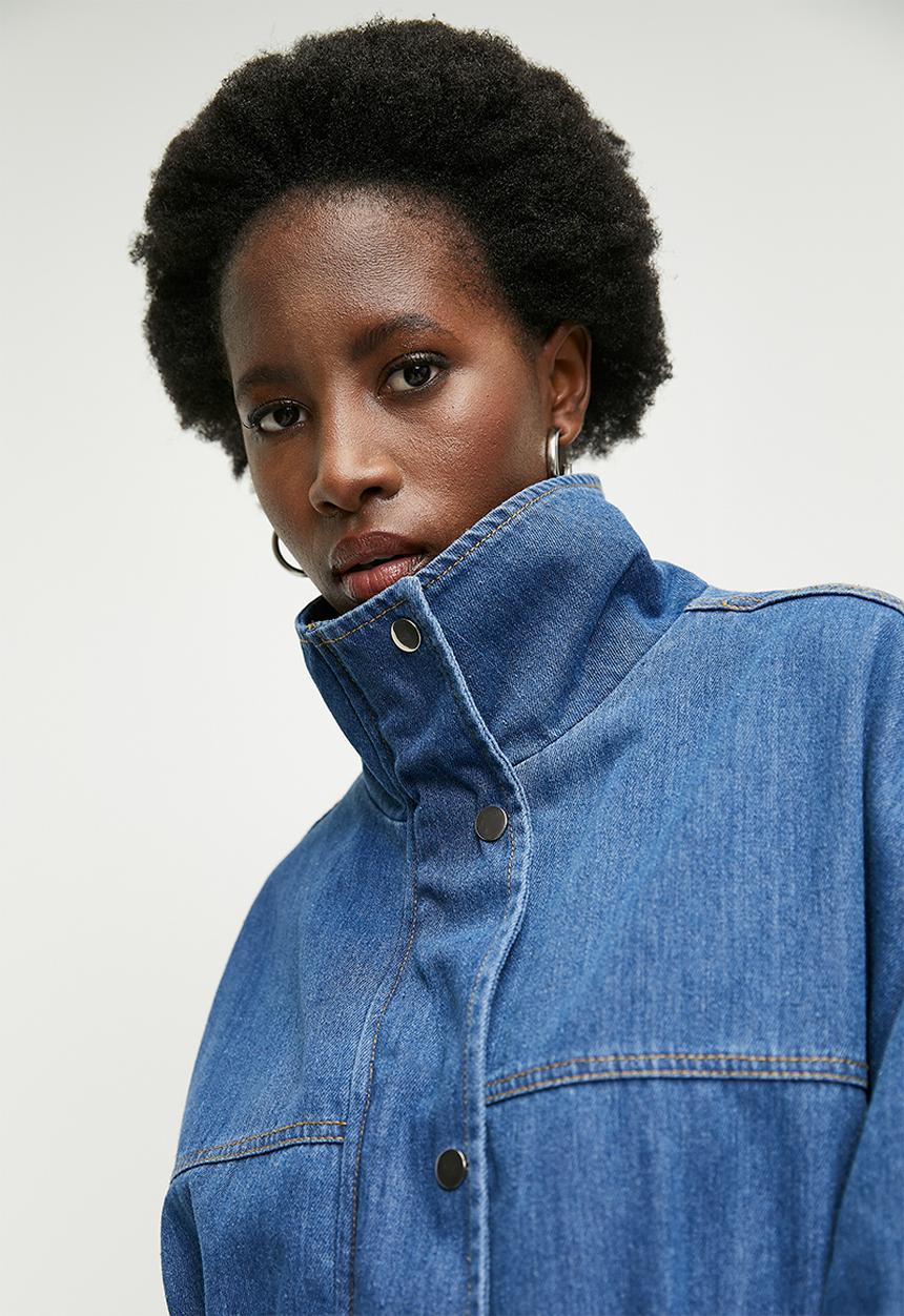 Superbalist - Denim longer length parka - mid blue