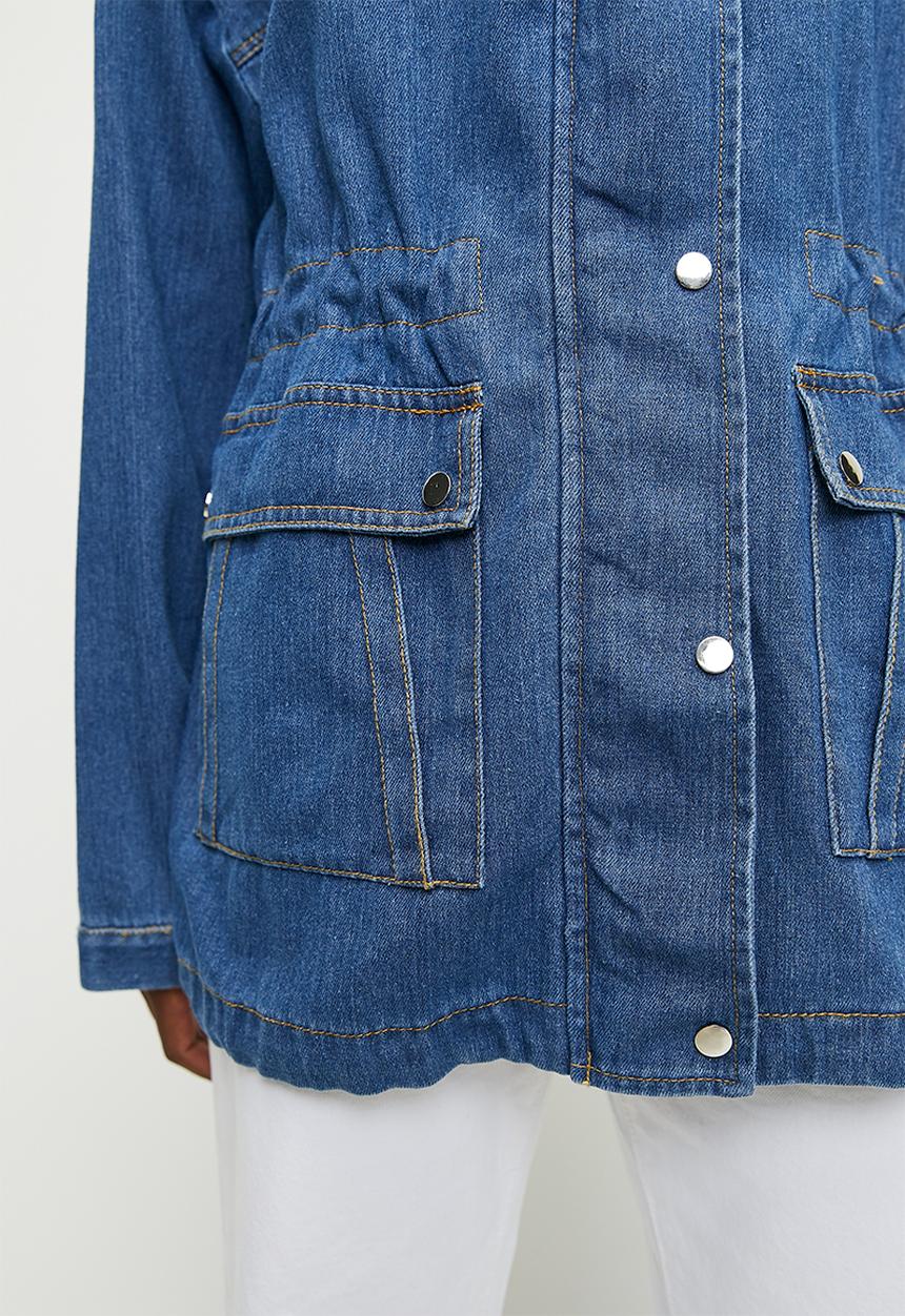 Superbalist - Denim longer length parka - mid blue