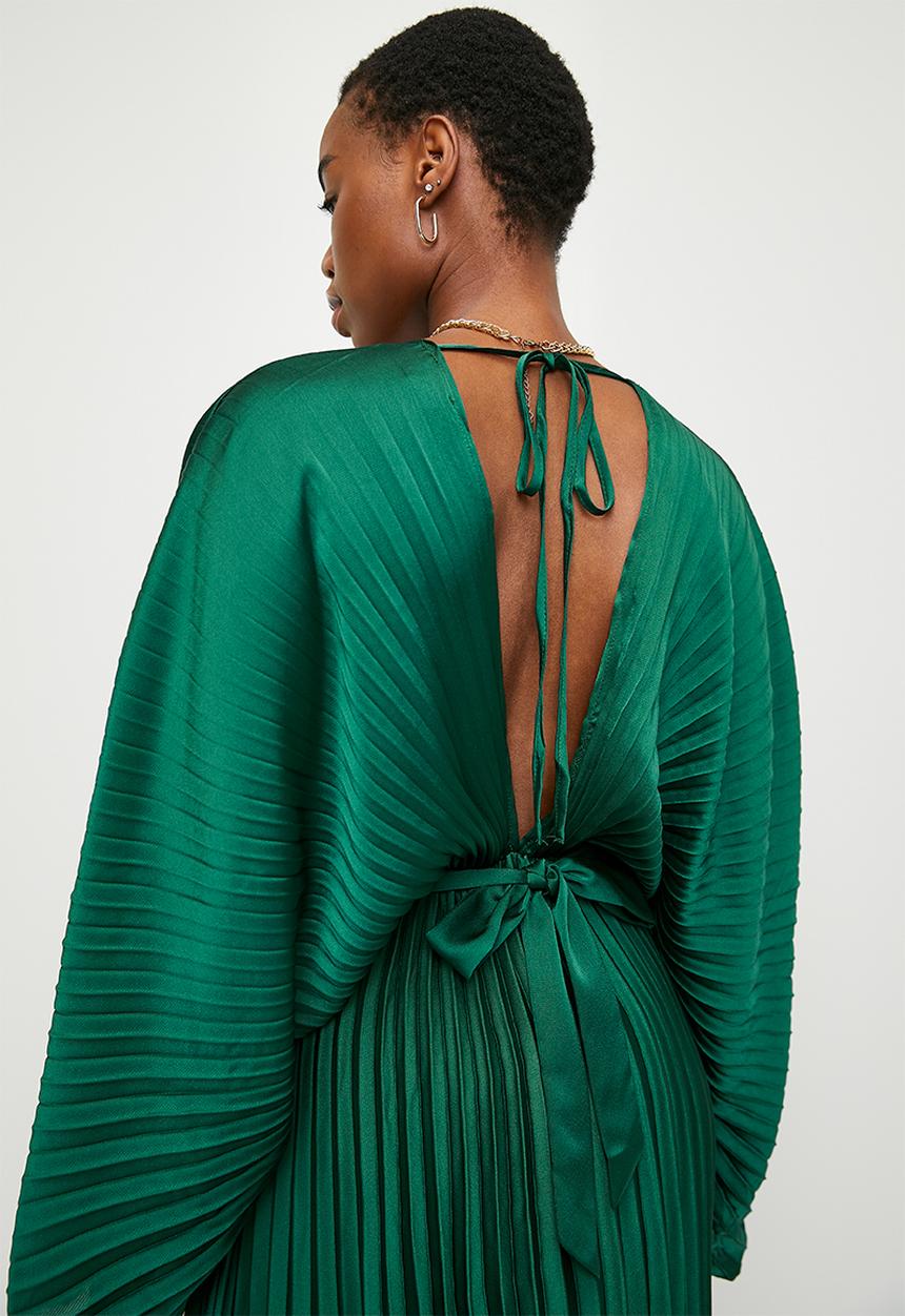 edit - Pleated dolman sleeve maxi dress - green