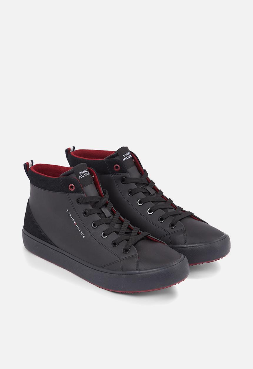Tommy Hilfiger - TH hi vulc cleat leather mix - black