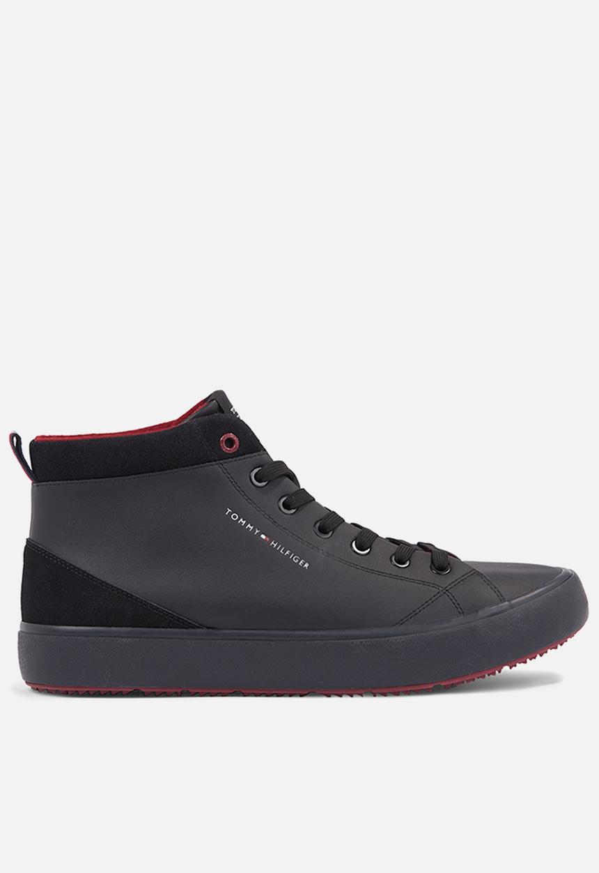 Tommy Hilfiger - TH hi vulc cleat leather mix - black