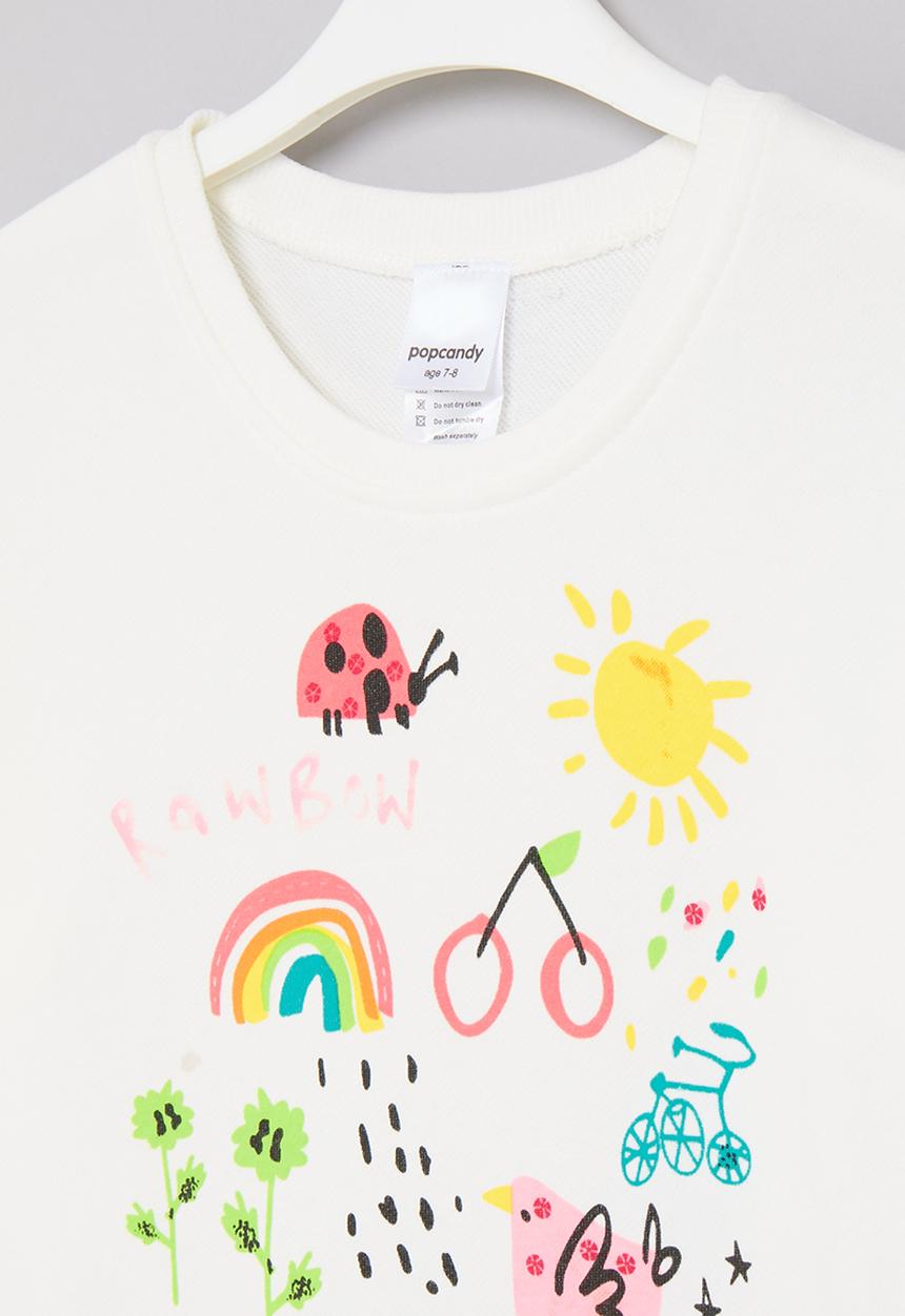 Pop Candy - Printed frilled sweat top - white