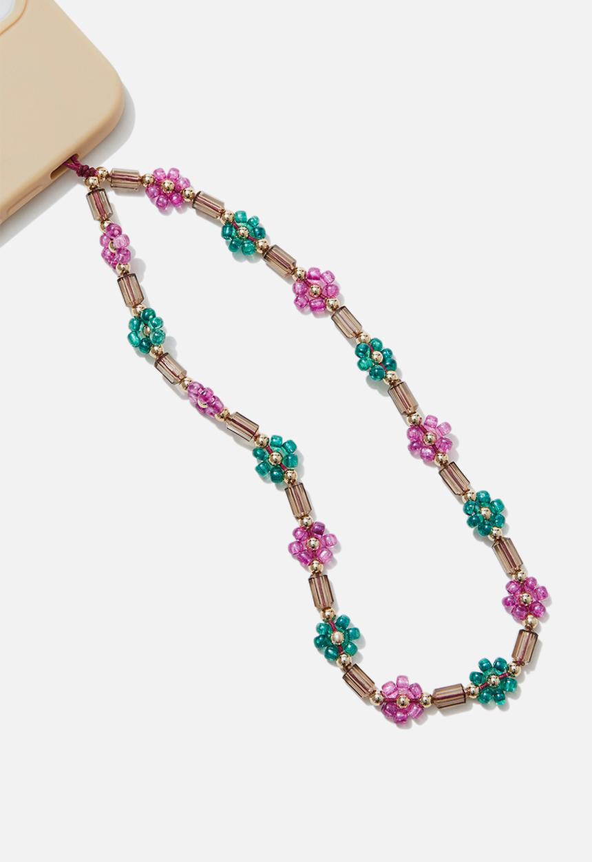 Typo - Carried Away Phone Charm Strap - Mixed Flowers / Heritage Green
