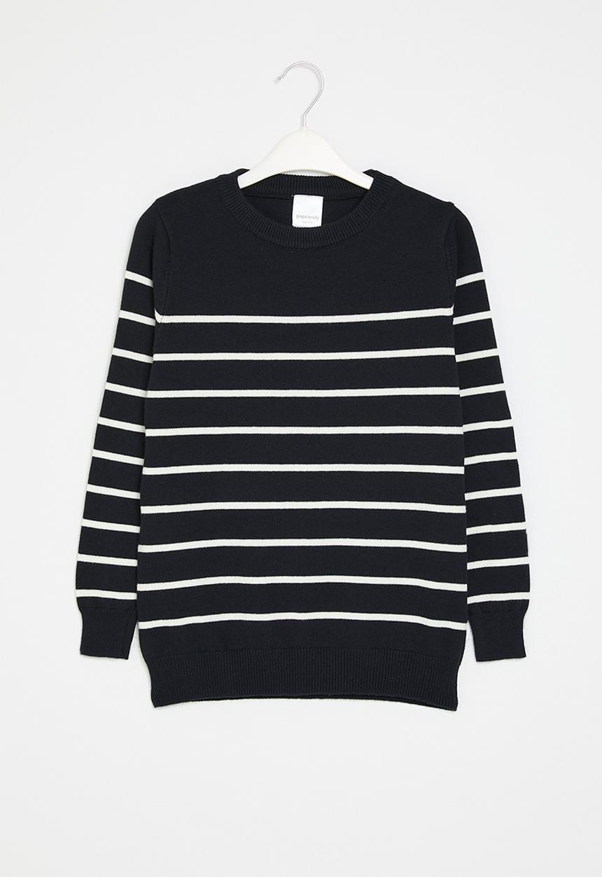 Pop Candy - Striped knitted jersey - navy & white