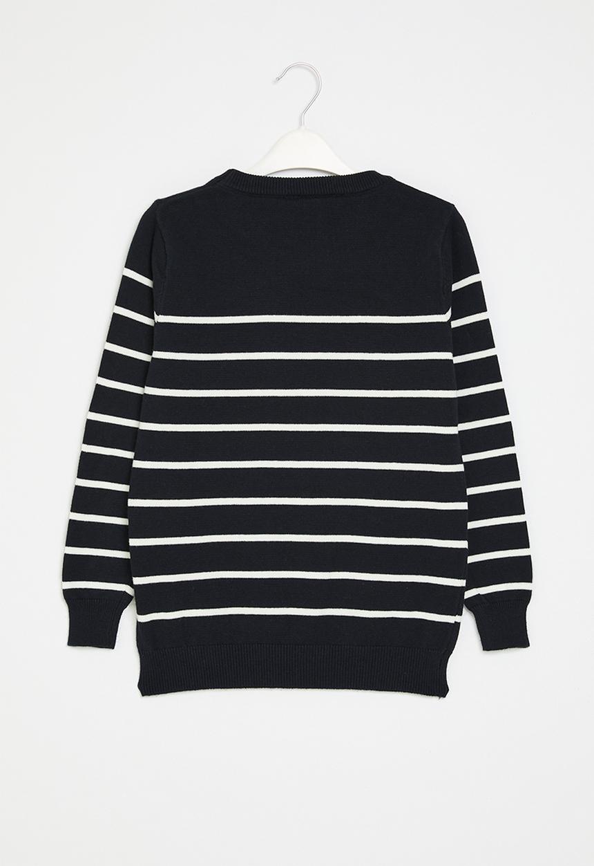 Pop Candy - Striped knitted jersey - navy & white