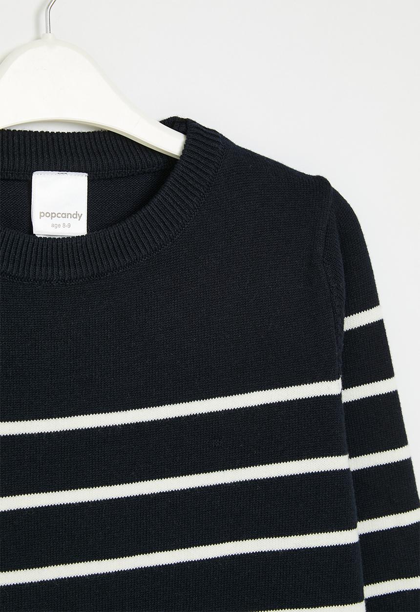 Pop Candy - Striped knitted jersey - navy & white