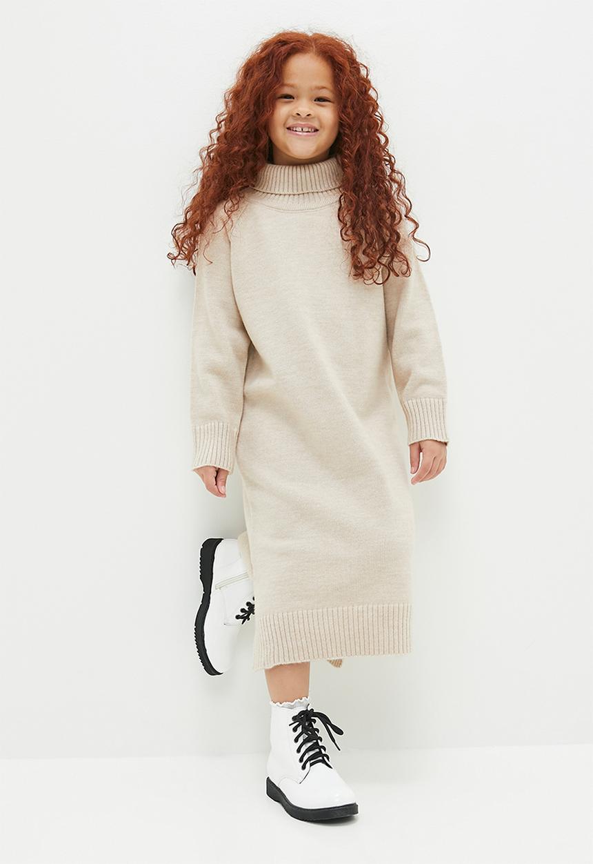 Pop Candy - Knit poloneck dress - brown