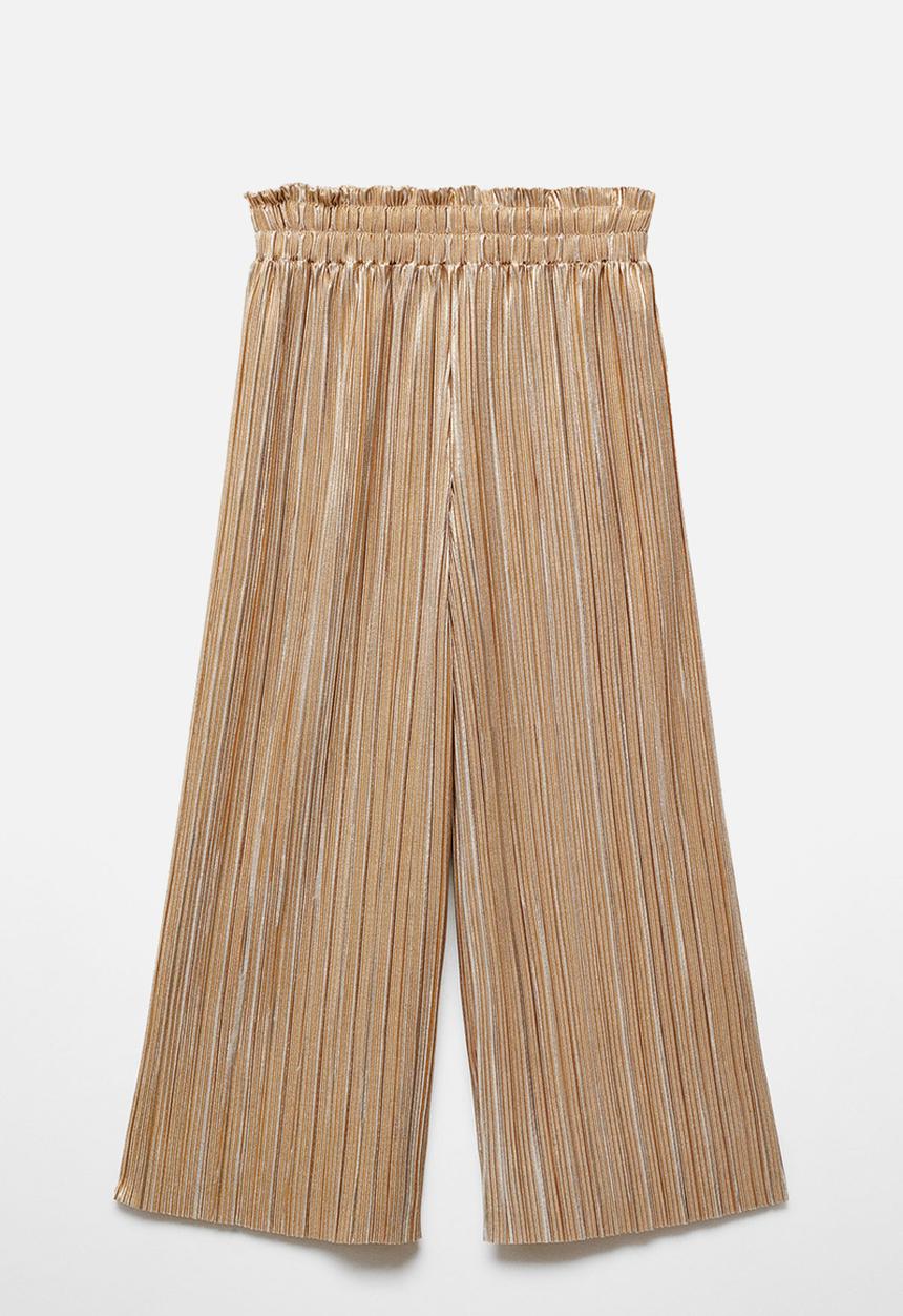 MANGO - Trousers pleaty - gold
