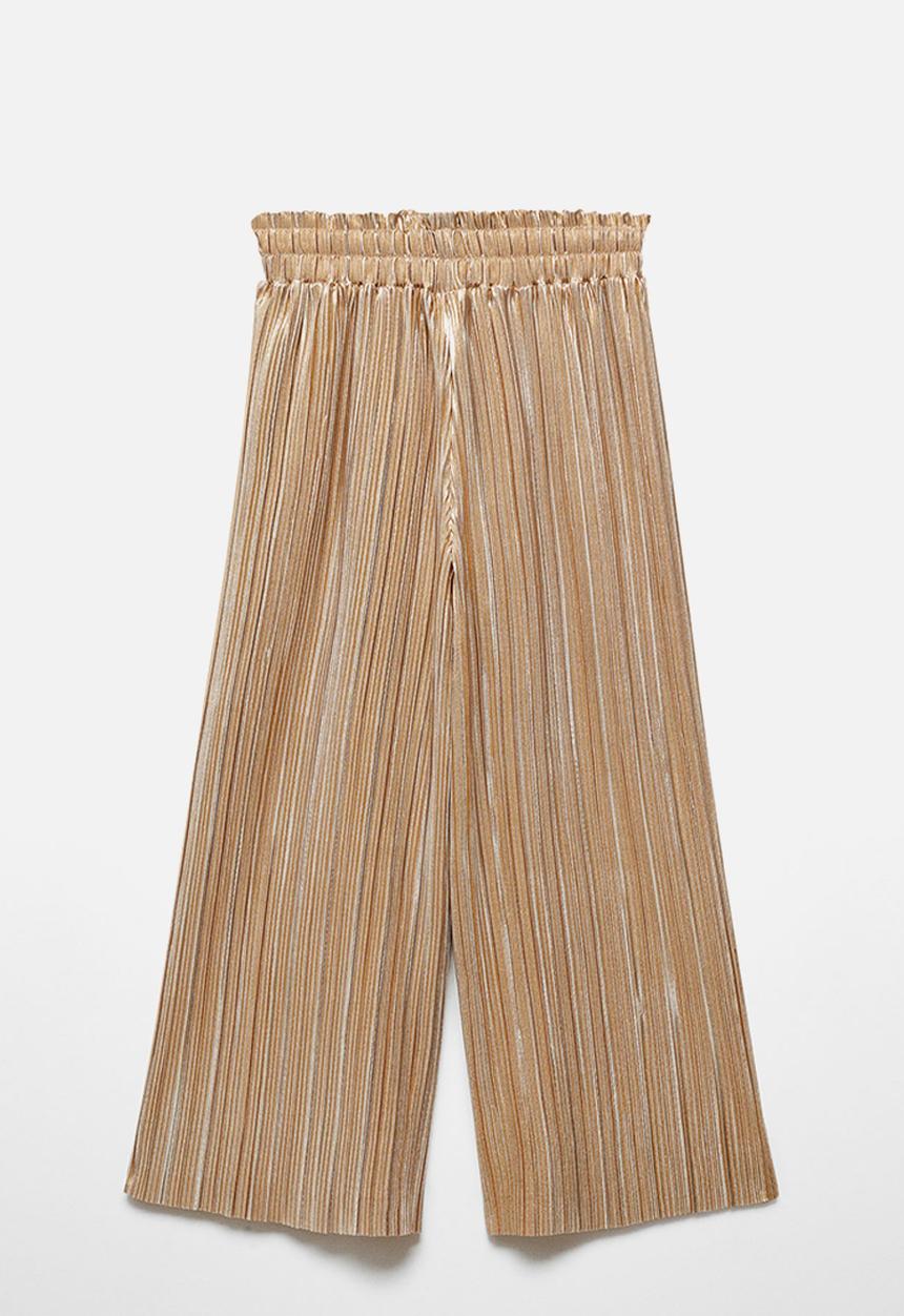 MANGO - Trousers pleaty - gold