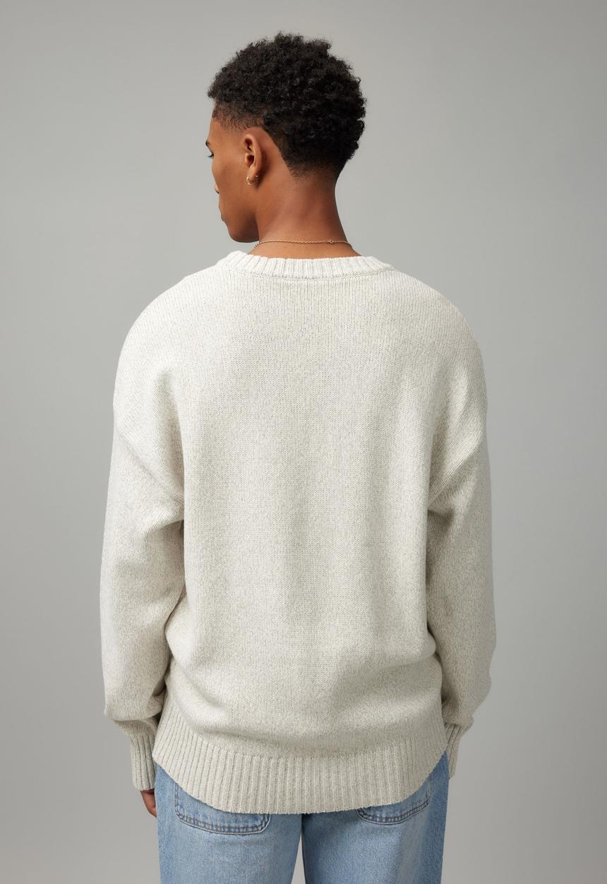 Factorie - Boxy Crew Neck Knit - Silver Marle
