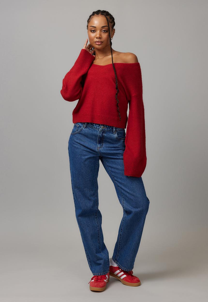 Factorie - Charlie V-neck Knit Jumper - Scooter