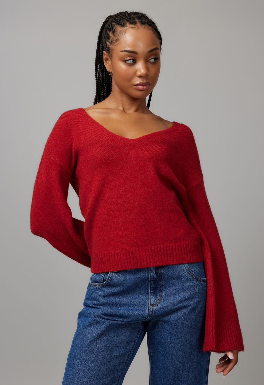 Factorie - Charlie V-neck Knit Jumper - Scooter