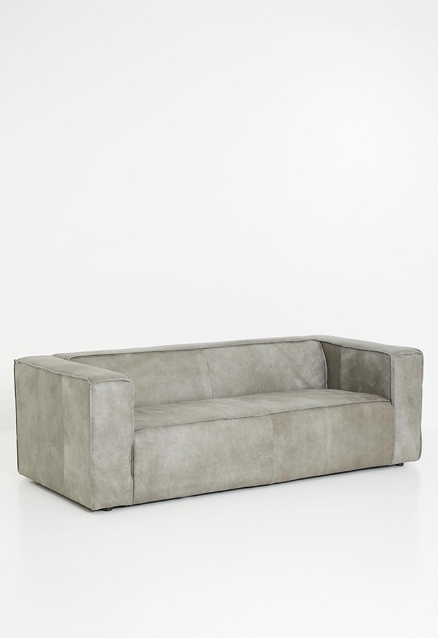 Sixth Floor - Seattle genuine leather 3 seater sofa - zambezi grey